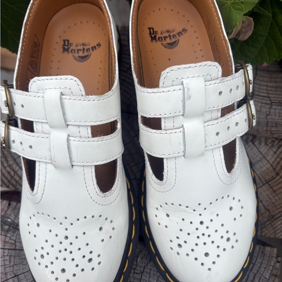 Dr. Martens White Leather Flats with Perforated Design - Picture 2 of 4
